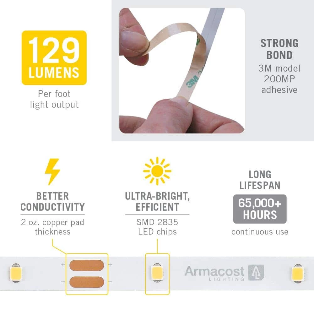 RibbonFlex Pro 32.8 ft. LED Tape Strip Light 30 LEDs/m Bright White (4000K) by Armacost Lighting 5 RibbonFlex Pro 32.8 ft. LED Tape Strip Light 30 LEDs/m Bright White (4000K) by Armacost Lighting - Image 3