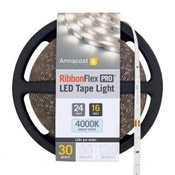 RibbonFlex Pro 16.4 ft. (5M) 24-Volt LED Tape Light, Bright White (4000K), 30 LEDs/M by Armacost Lighting
