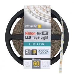 RibbonFlex Pro 16.4 ft. (5 m) 24-Volt White High CRI LED Tape Light, Bright (4000K), 60 LEDs/m by Armacost Lighting