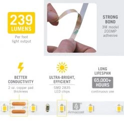 RibbonFlex Pro 32.8 ft. (10M) 24-Volt LED Tape Light, Bright White (4000K), 60 LEDs/M by Armacost Lighting -Armacost Lighting Shop white armacost lighting led strip lights 155250 76 1000