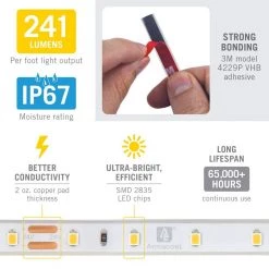 RibbonFlex Pro 24-Volt White Outdoor IP67 LED Tape Light 60 LED/m 4000K 32 ft. (10 m) by Armacost Lighting -Armacost Lighting Shop white armacost lighting led strip lights 155450 1f 1000