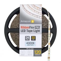 RibbonFlex Pro 32.8 ft. (10M) 24-Volt LED Tape Light, Bright White (4000K), 120 LEDs/M by Armacost Lighting