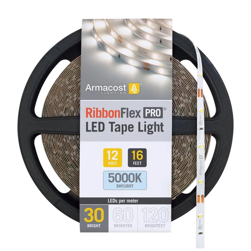 RibbonFlex Pro 16 ft. 5 m 12-Volt White LED Tape Light 30 LED/m 5000K by Armacost Lighting 3 RibbonFlex Pro 16 ft. 5 m 12-Volt White LED Tape Light 30 LED/m 5000K by Armacost Lighting