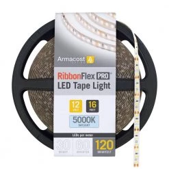 RibbonFlex Pro 16 ft. (5 m) 12-Volt White LED Tape Light 120 LED/m 5000K by Armacost Lighting