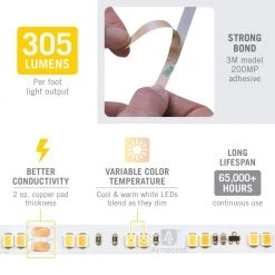 RibbonFlex Pro 24-Volt White Dim-to-Warm LED Strip Light Tape 8 ft. (2.5 m) by Armacost Lighting -Armacost Lighting Shop white armacost lighting led strip lights 185210 44 1000