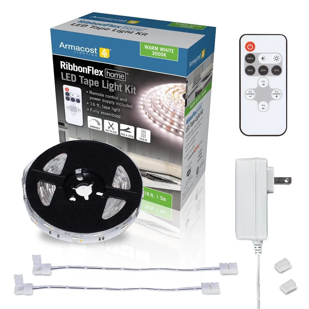 RibbonFlex Home 16 ft. LED Warm White Strip Light Kit with Remote by Armacost Lighting 3 RibbonFlex Home 16 ft. LED Warm White Strip Light Kit with Remote by Armacost Lighting