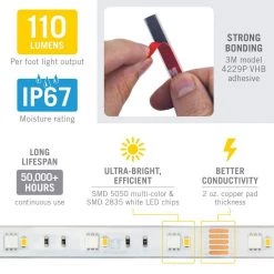 RibbonFlex Pro 16 ft. 5 m Outdoor IP67 RGB Plus W Strip Light Tape 30 Plus 30 LED/m by Armacost Lighting -Armacost Lighting Shop white armacost lighting led strip lights 623430 1f 1000