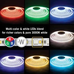 RibbonFlex Pro 32.8 ft. (10 m) Multi-Color and White LED Tape Light 60 Plus 60 LEDs by Armacost Lighting -Armacost Lighting Shop white armacost lighting led strip lights 624250 1f 1000