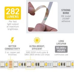 RibbonFlex Pro 32.8 ft. (10 m) Multi-Color and White LED Tape Light 60 Plus 60 LEDs by Armacost Lighting -Armacost Lighting Shop white armacost lighting led strip lights 624250 fa 1000