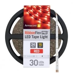 RibbonFlex Pro 24-Volt Red LED Strip Light Tape 30 LED/m 16 ft. (5m) by Armacost Lighting