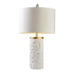29.5 in. Alba White/Gold Baroque Scroll Table Lamp by ORE International