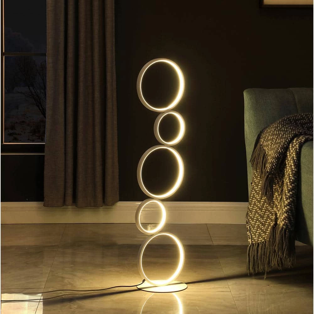 Else Nordic 38.5 in. 5 Ring Shaped White LED Metal Table Lamp by ORE International 10 Else Nordic 38.5 in. 5 Ring Shaped White LED Metal Table Lamp by ORE International - Image 8