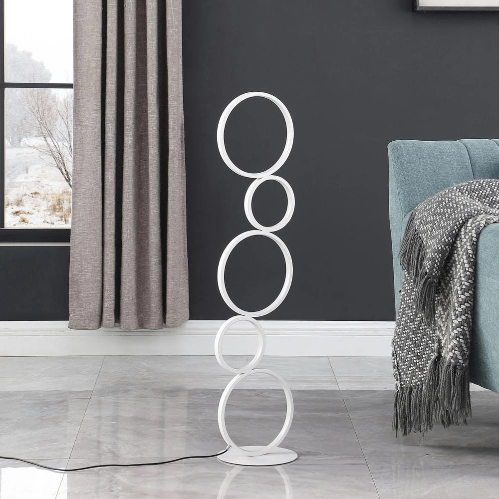 Else Nordic 38.5 in. 5 Ring Shaped White LED Metal Table Lamp by ORE International 7 Else Nordic 38.5 in. 5 Ring Shaped White LED Metal Table Lamp by ORE International - Image 5