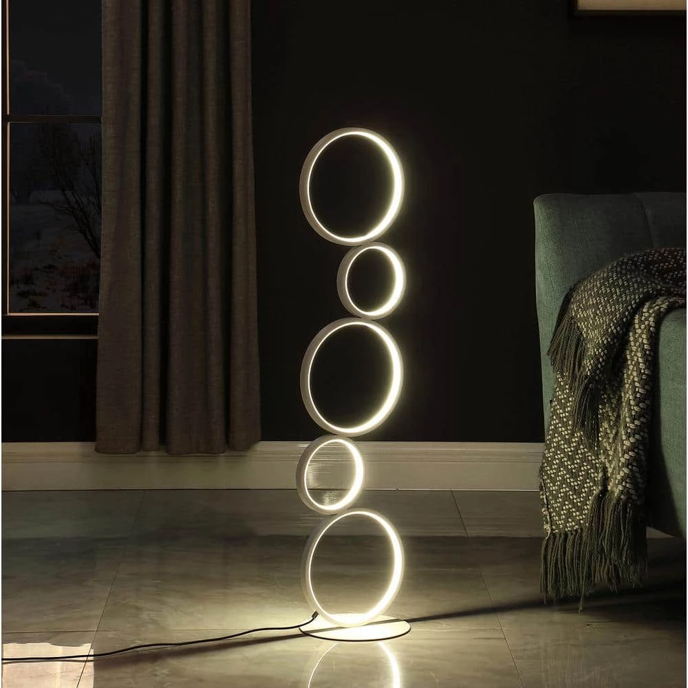 Else Nordic 38.5 in. 5 Ring Shaped White LED Metal Table Lamp by ORE International 9 Else Nordic 38.5 in. 5 Ring Shaped White LED Metal Table Lamp by ORE International - Image 7