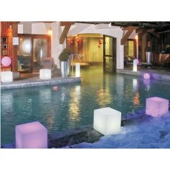 12 in. White Multicolor Outdoor Cube Lamp by ORE International -Armacost Lighting Shop white ore international outdoor floor lamps 51012 cu 4f 1000