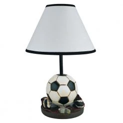 15 in. White Soccer Accent Table Lamp by ORE International