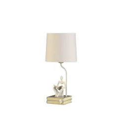 Modern Reader Sitting Stack of Books Polyresin 20.5 in. White Table Lamp by ORE International