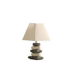 17.5 in. Coastal Darya Cloudy Gray/White Stacked Pebble Ceramic Table Lamp by ORE International