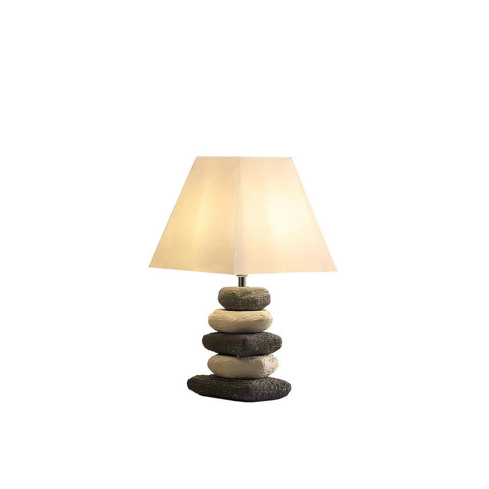 17.5 in. Coastal Darya Cloudy Gray/White Stacked Pebble Ceramic Table Lamp by ORE International 4 17.5 in. Coastal Darya Cloudy Gray/White Stacked Pebble Ceramic Table Lamp by ORE International - Image 2