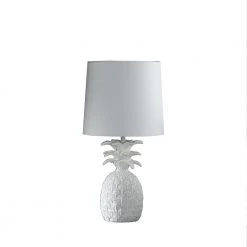 17 in. Coastal White Tropical Heahea Pineapple Table Lamp by ORE International