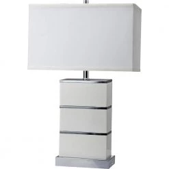 26.75 in. Quartz Stacked Block White Modern Table Lamp with USB Port by ORE International