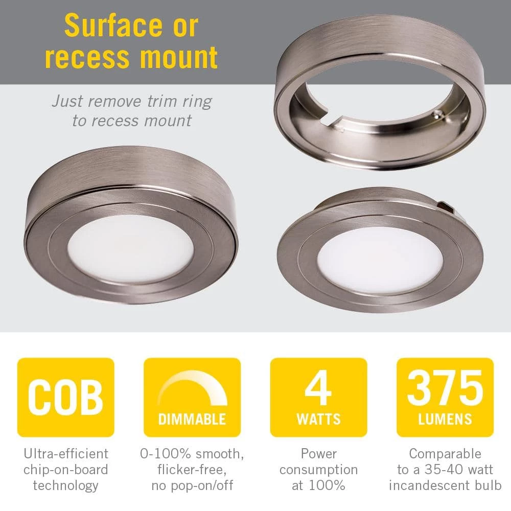 PureVue Dimmable Soft-Bright White (3000K) LED White Satin Puck Light by Armacost Lighting 5 PureVue Dimmable Soft-Bright White (3000K) LED White Satin Puck Light by Armacost Lighting - Image 3