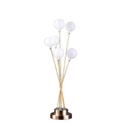 27.5 in. Yellow Gold Table Lamp 6-Light Acrylic Globe Aluminum LED Chrysanthe by ORE International